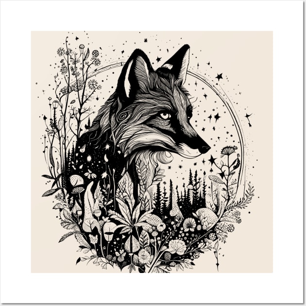 Fox linework Wall Art by Northern-Lights